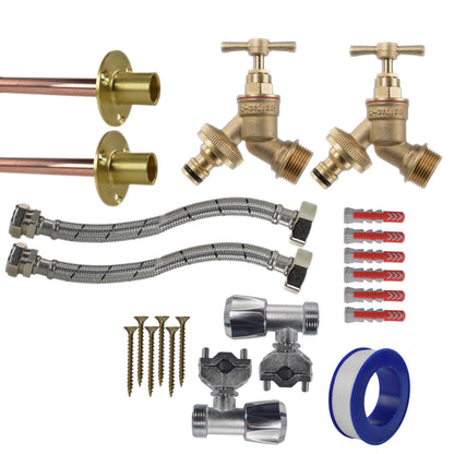 Brass Quick Connect Bib Tap FULL Connection Kit x2 - Best4Trade-Retail Garden watering