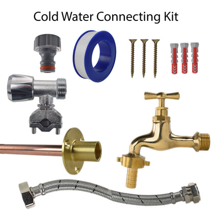 Polished Brass 13mm Barb Tap FULL Connection Kit - Best4Trade-Retail Garden watering
