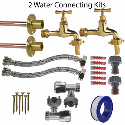 Polished Brass 13mm Barb Tap FULL Connection Kit x2 - Best4Trade-Retail Garden watering