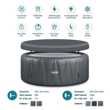 WaveSpa Atlantic Inflatable Hot Tub with Integrated Heater
