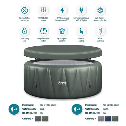 WaveSpa Atlantic Inflatable Hot Tub with Integrated Heater