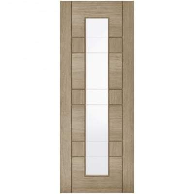 Edmonton Light Grey Pre-Finished 1 Glazed Clear With Frosted Lines Light Panel Interior Door - 1981mm x 838mm - LPD Doors