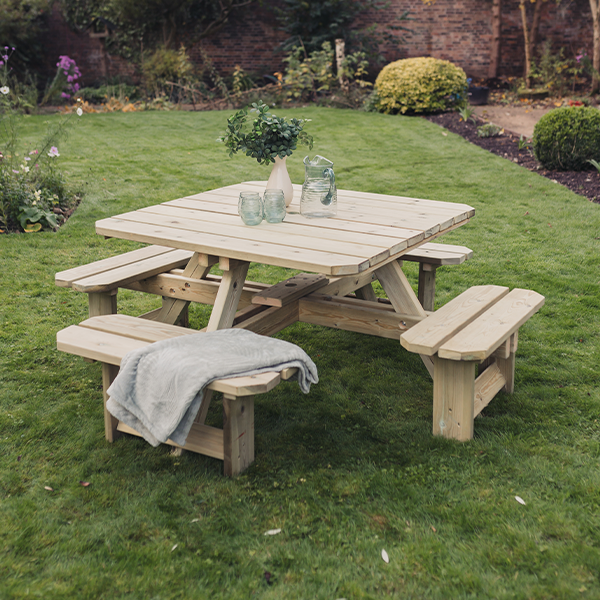 Churnet Valley Westwood Square 8 Seat Picnic Table - Churnet Valley