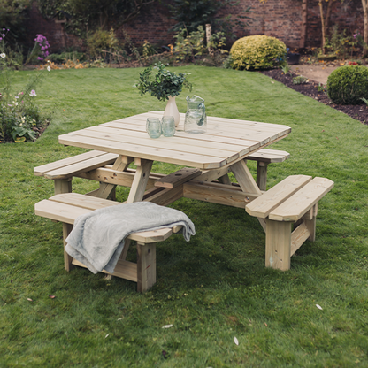Churnet Valley Westwood Square 8 Seat Picnic Table - Churnet Valley