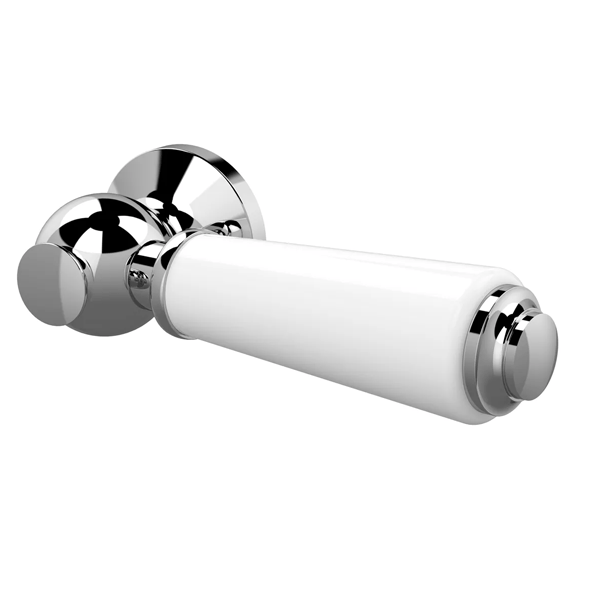 White Ceramic Cistern Lever - Bayswater Bathrooms