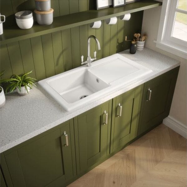 White Ceramic Kitchen Sink 1 Bowl - Reginox