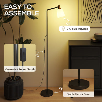 HOMCOM Floor Lamp with 350° Rotatable Head, Modern Standing Lamp with 3000K/4000K/6500K Colour Temperatures for Living Room Bedroom Office, Black