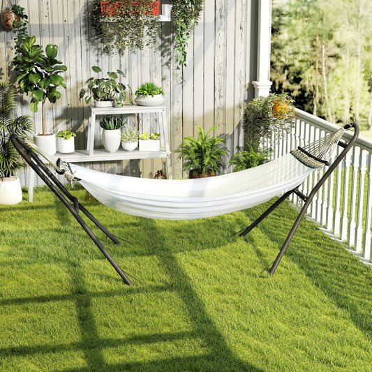 Outsunny 9ft Hammock Stand Adjustable Hammock Frame with Non-Slip Feet for Indoor Outdoor, 150 kg Capacity, Black