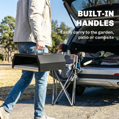 Outsunny 3 in 1 Outdoor Pizza Oven, Portable Wood Fired Pizza Maker with Handles, Stone and Peel