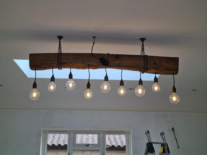 Reclaimed Oak Beam Chandelier | 300 Year Old Rustic Kitchen Lighting UK