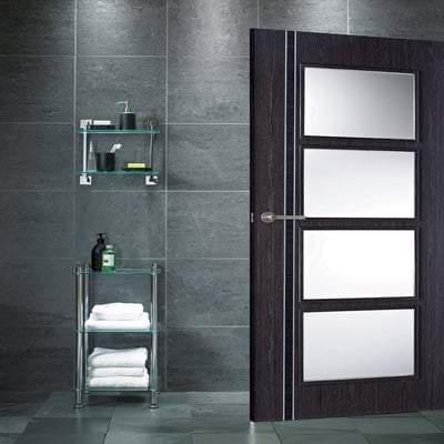 Zanzibar Ash Grey Pre-Finished 4 Glazed Clear Light Panels Interior Door - 1981mm x 838mm - LPD Doors