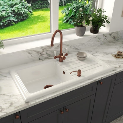 Astini Lago 100 1.0 Bowl Fireclay Ceramic Kitchen Sink with Waste & Overflow