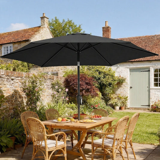 Outsunny 2m Garden Parasol Umbrella, Outdoor Table Parasol Umbrella with Crank Handle, Tilt Function, UV30+ Protection