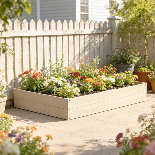 Outsunny Wooden Raised Bed for Garden, 620L Extra Large Raised Garden Bed with Open Bottom, Outdoor Elevated Planter Box