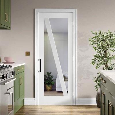 Barn White Primed 1 Glazed Clear Light Panel Internal Door - 1981mm x 762mm - LPD Doors