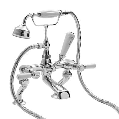 Domed White Deck Mounted Bath Shower Mixer - Bayswater