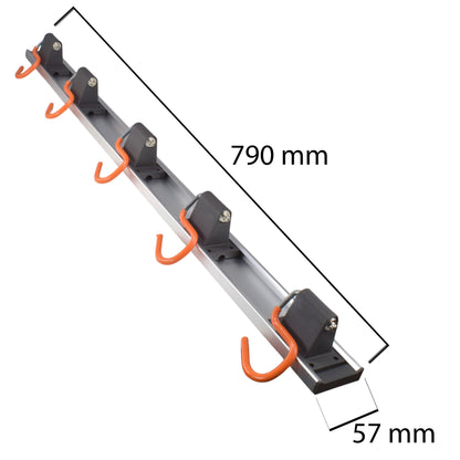 Wall Mount Tool Rack Rail with 5 x S Hanging Hooks