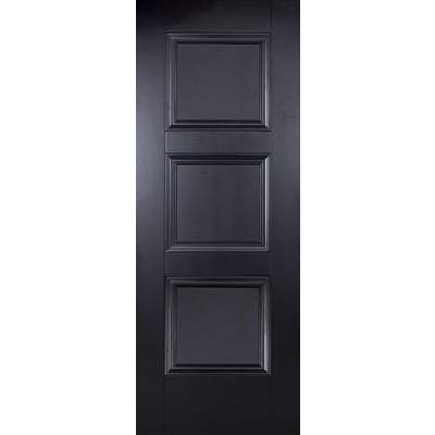 Amsterdam Black Primed 3 Panel Interior Fire Door FD30 - 1981mm x 762mm - LPD Doors
