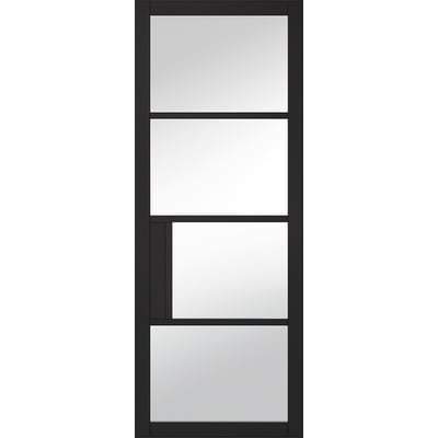Chelsea Black Primed 4 Glazed Clear Light Panels Interior Door - 1981mm x 762mm - LPD Doors