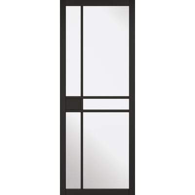 Greenwich Black Primed 5 Glazed Clear Light Panels Interior Door - 2040mm x 726mm - LPD Doors