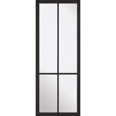 Liberty Black Primed 4 Glazed Clear Light Panels Interior Door - 1981mm x 686mm - LPD Doors