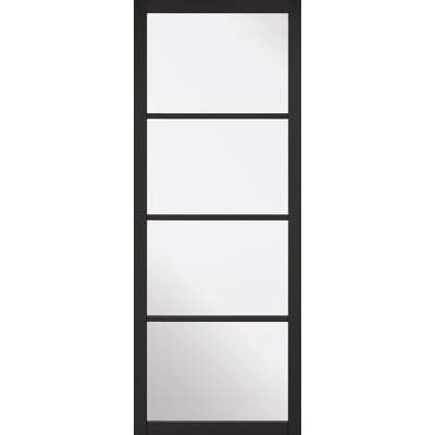 Soho Black Primed 4 Glazed Clear Light Panels Interior Door - 1981mm x 610mm - LPD Doors