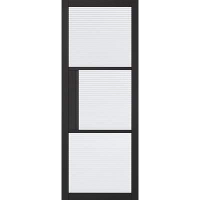 Tribeca Black Primed 3 Glazed Reeded Light Panels Interior Door - 1981mm x 686mm - LPD Doors