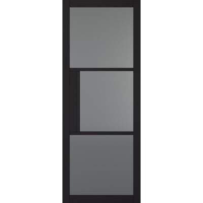 Tribeca Black Primed 3 Tinted Glazed Light Panels Interior Door - 1981mm x 838mm - LPD Doors