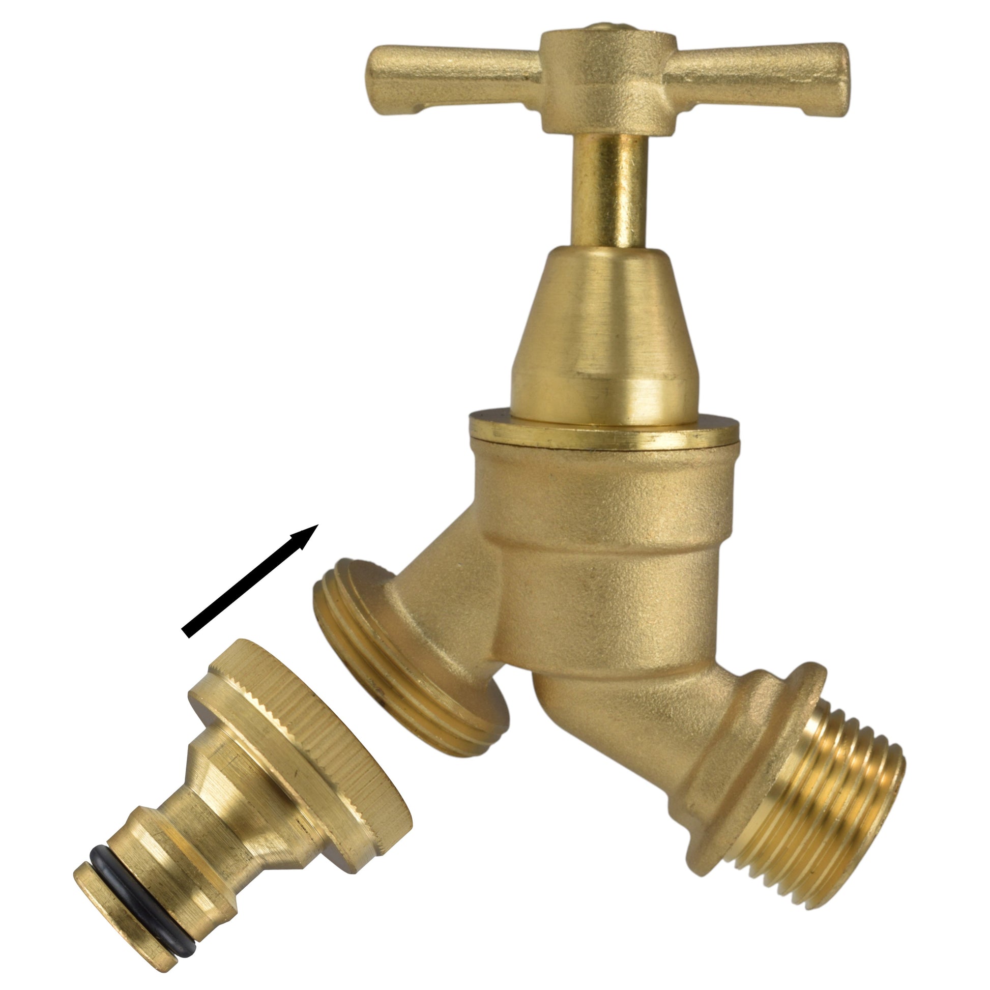 Brass Bib Tap Kit with Barb/Quick Connect Outlet, 1/2" and 3/4" BSP Thread Inlet - Best4Trade-Retail Garden watering