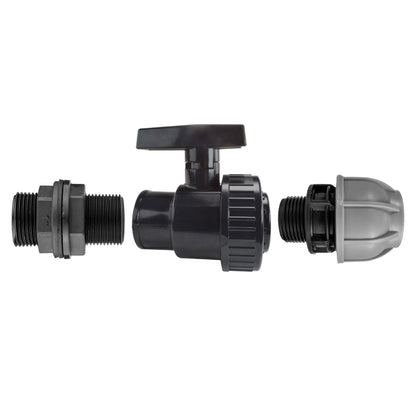 1” BSP Water Butt Fitting with Full Flow PP Valve and 32mm MDPE Fitting - Best4Trade-Retail Garden watering