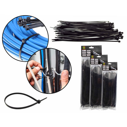 100 Cable Ties (2.5mm x 200mm) Black - Best4Trade-Retail Cable ties