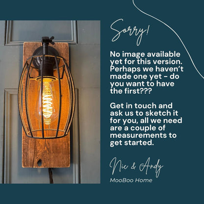 Rustic Oak & Metal Wall Light | Caged Wall Sconce for Hallways & Staircases