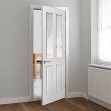 Load image into Gallery viewer, Canterbury Textured White Primed 2 Light Etched Glazed Internal Door - All Sizes - JB Kind
