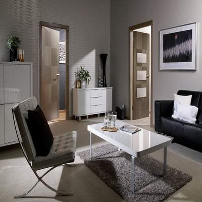 Apollo Chocolate Grey Pre-Finished 3 Glazed Clear Light Panels Interior Door - 1981mm x 838mm - LPD Doors