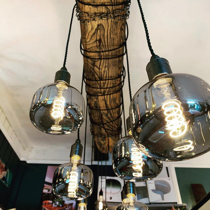 Crafted Oak Beam Chandelier | Rustic Wrapped Cable Kitchen & Dining Lighting UK