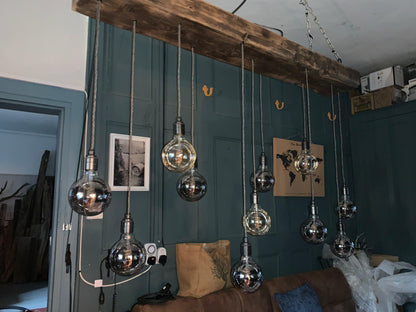 Chunky Wooden Beam Chandelier | Large Kitchen Island & Dining Lighting UK