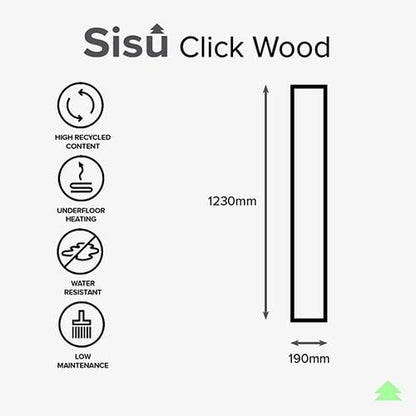 SISU Smoked Oak Click Vinyl Flooring Tiles - 190mm x 1230mm (10 Pack) - EnviroBuild Flooring