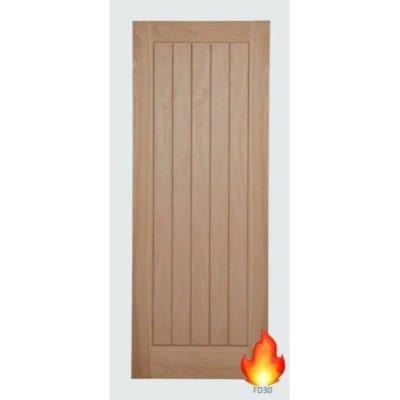 Cottage Oak Unfinished Internal Fire Door FD30 - All Sizes - Doors4less