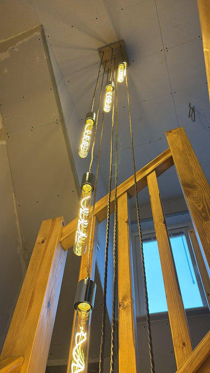 Square Cascade Chandelier | 9 Light Stairwell & High Ceiling Lighting