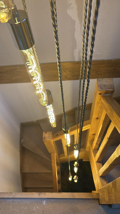 Square Cascade Chandelier | 9 Light Stairwell & High Ceiling Lighting