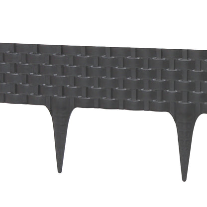 Lawn Edging, Plastic Palisade Rattan Effect, 2.4m, Deep Grey - Best4Trade-Retail Garden tools & Accesories
