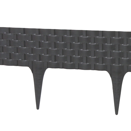Lawn Edging, Plastic Palisade Rattan Effect, 2.4m, Deep Grey - Best4Trade-Retail Garden tools & Accesories