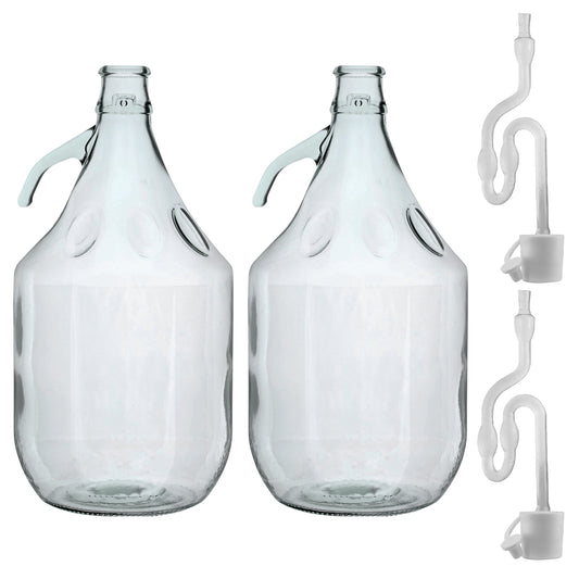 Glass Demijohn 5L 2 Pack Plain With Airlock & Bung