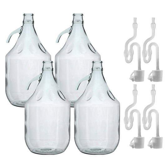Glass Demijohn 5L 4 Pack Plain With Airlock & Bung - Best4Trade-Retail Costwise Home Brewing