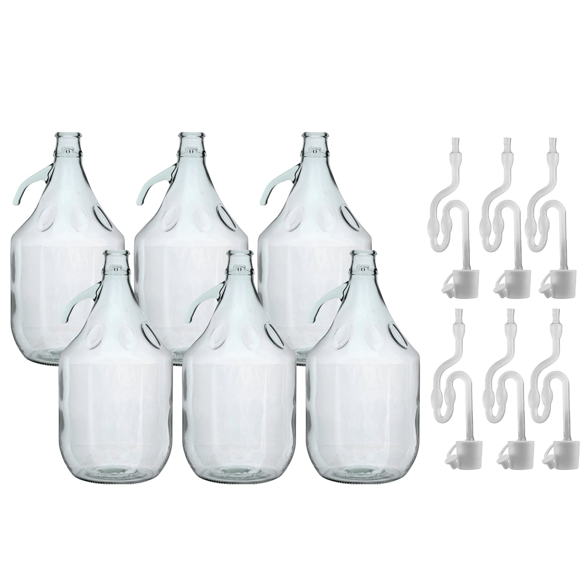 Glass Demijohn 5L 6 Pack Plain With Airlock & Bung - Best4Trade-Retail Costwise Home Brewing