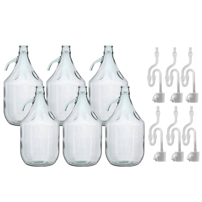 Glass Demijohn 5L 6 Pack Plain With Airlock & Bung - Best4Trade-Retail Costwise Home Brewing