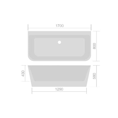 Mono Back to Wall Luxury Freestanding Bath - 1700mm x 800mm - Aqua Bathrooms