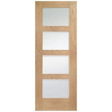 Load image into Gallery viewer, XL Joinery Shaker 4 Light Internal Oak Door with Clear Glass Fire Door - All Size - XL Joinery
