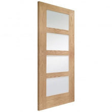 Load image into Gallery viewer, XL Joinery Shaker 4 Light Internal Oak Door with Clear Glass Fire Door - All Size - XL Joinery
