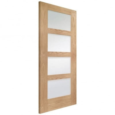 XL Joinery Shaker 4 Light Internal Oak Door with Clear Glass Fire Door - All Size - XL Joinery